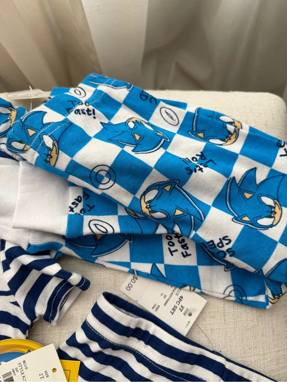Sonic the Hedgehog Blue Striped Kids Pajama Set